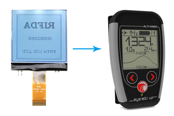 Anwendung des grafischen LCD -Bildschirms 128x128 Anzeigebildschirm in Paraglider -Fluginstrumenten